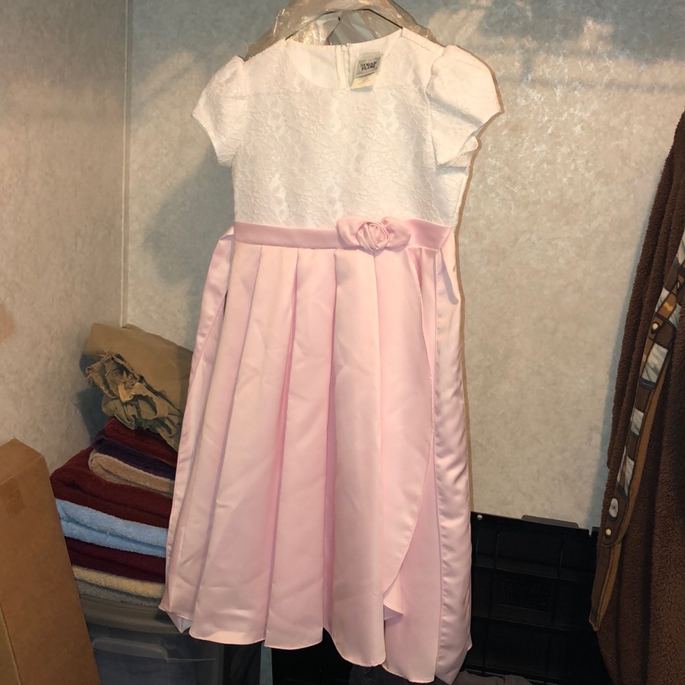 White Lace Pink Dress